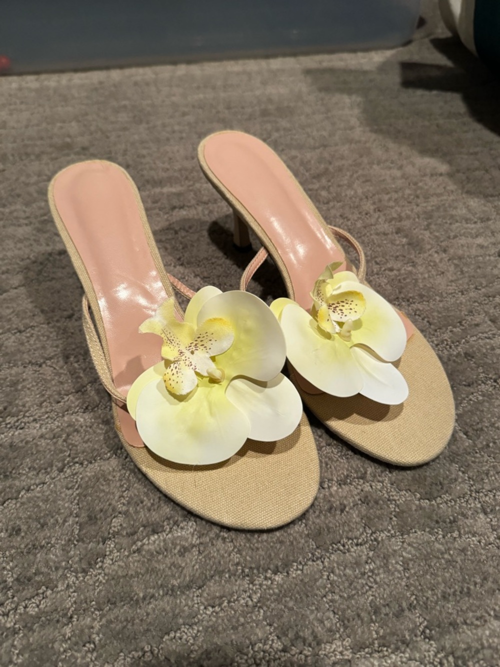 Women’s Yellow Floral Slide Heels